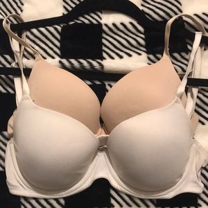 BUNDLE❗️Pink Tan push-up and White regular 32C bra